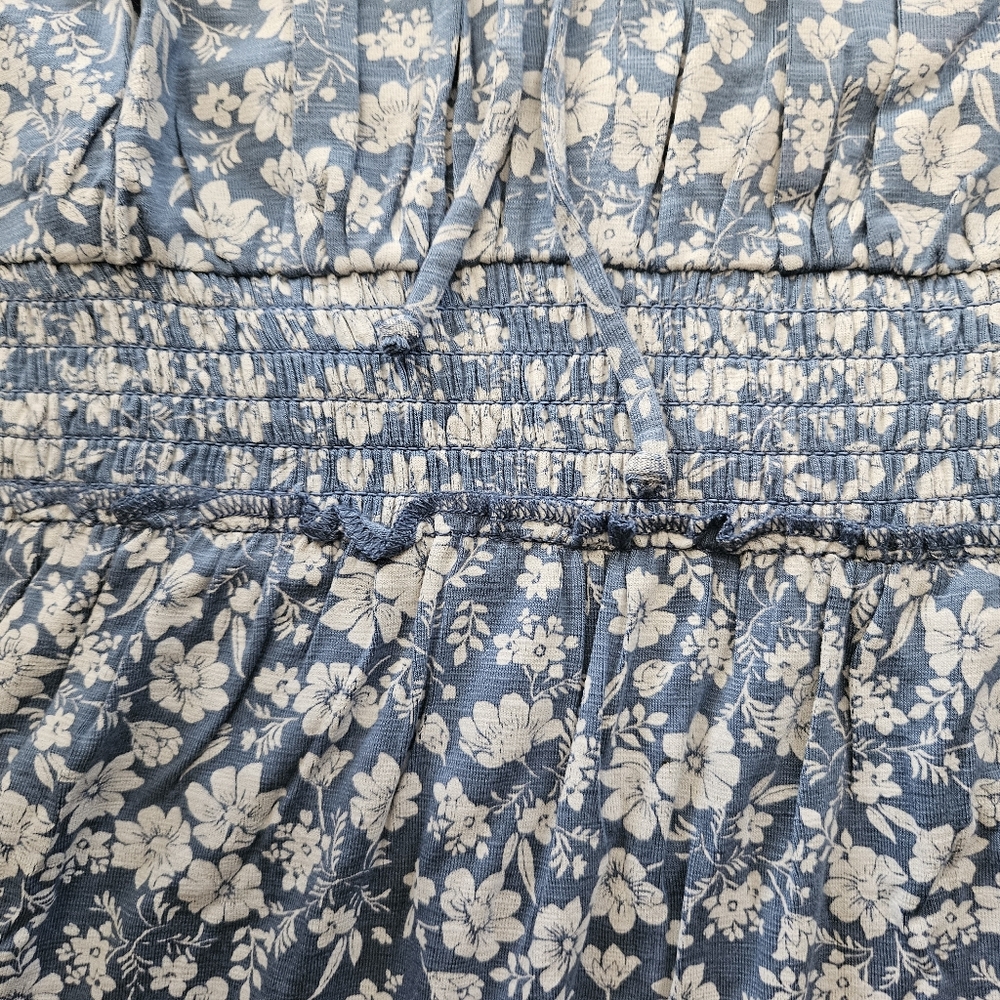 NWT - Lucky Brand Viscose Stretch Blue Floral Smocked Waist Maxi Dress - XL - Picture 7 of 15